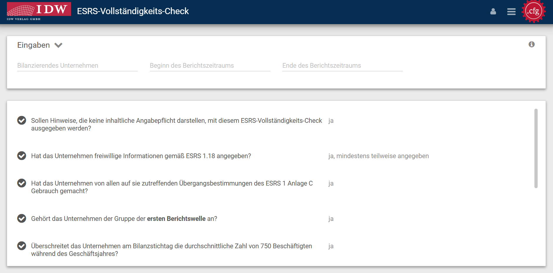 ESRS-Vollständigkeits-Check